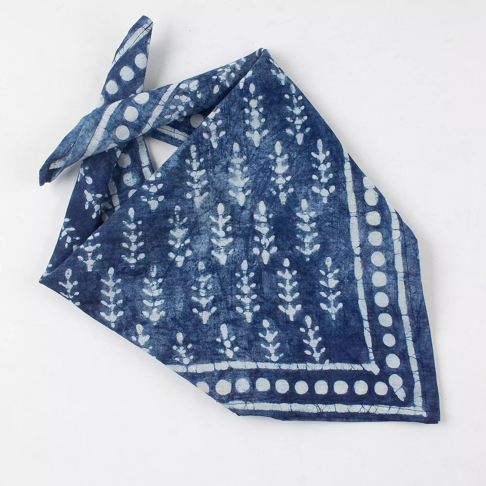 Indigo Hand Block Printed Cotton Head Bandana for Men 586